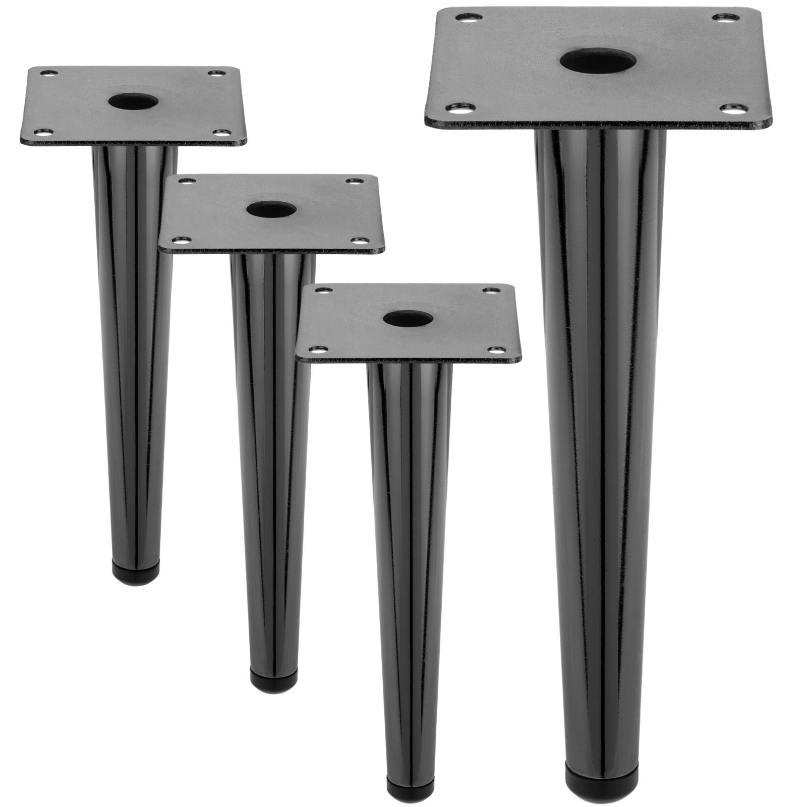 4 patas fijas de acero para mueble 15 cm color negro