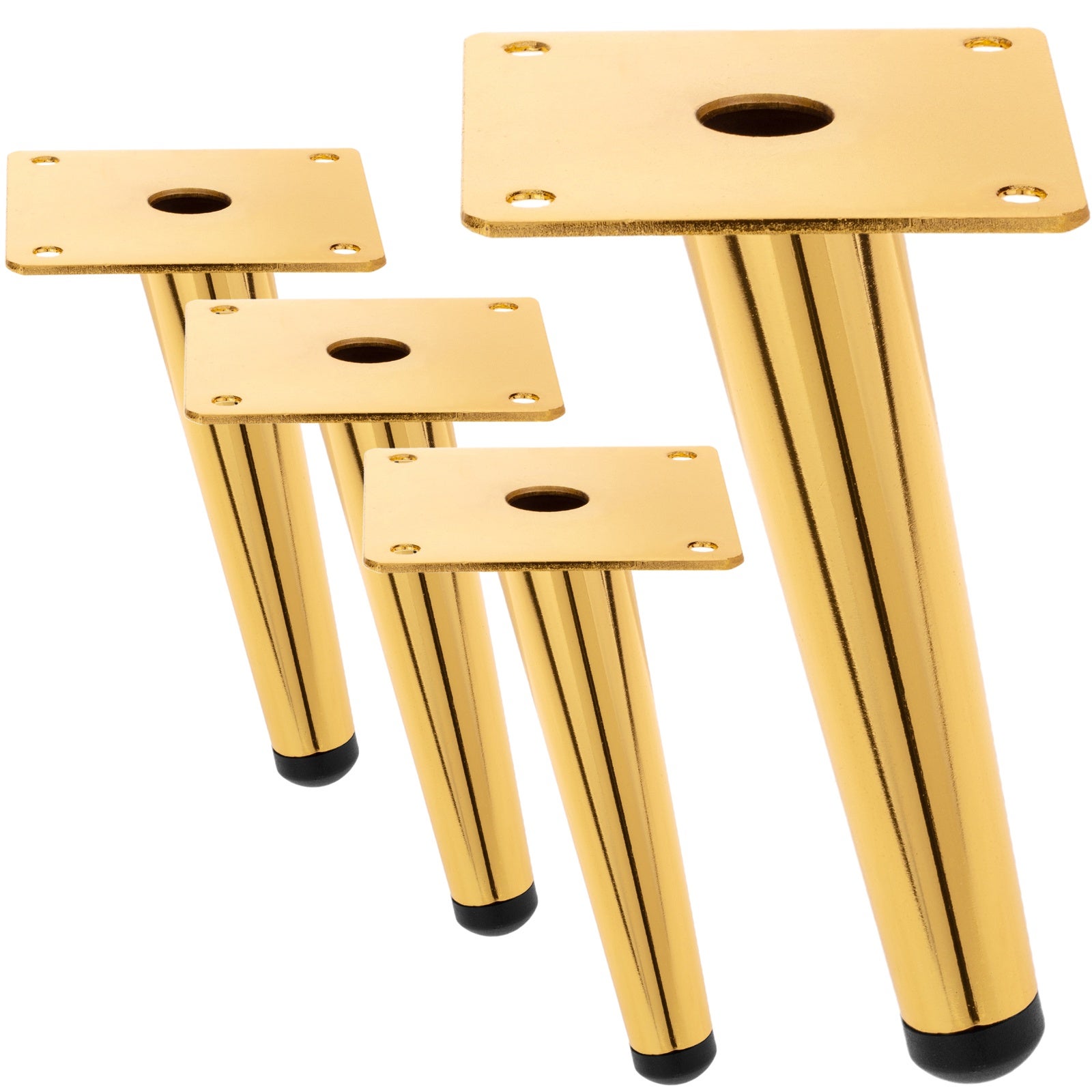  EEUK patas doradas para muebles, juego de 4, redondas, altas,  elegantes, cónicas, patas de muebles, armarios, mesas, patas de metal, con  tornillos de montaje inclinados-9.843 in : Herramientas y Mejoras del