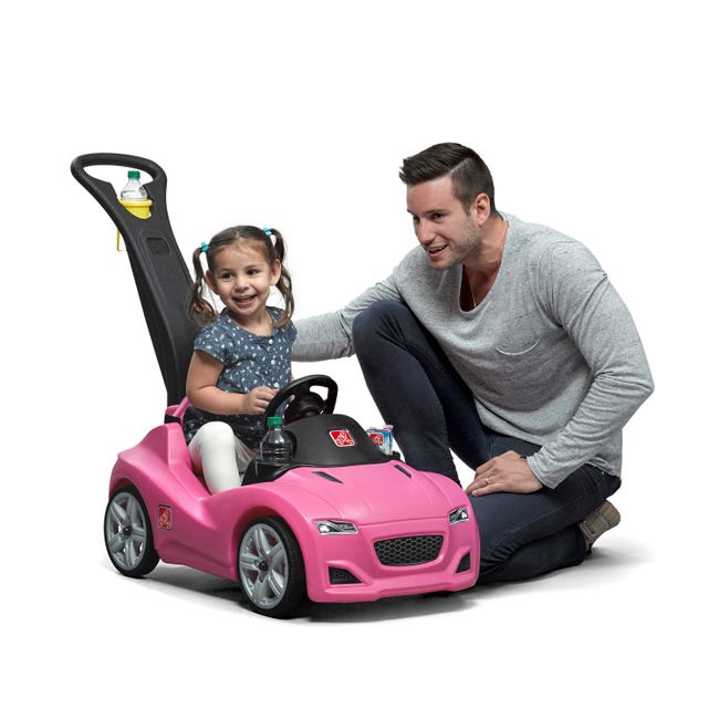 Step2 Push Whisper Ride Voiture Enfant Porteur Auto en rose, Véhicule  Jouet avec barre de poussée pour Enfants dès 1.5 ans