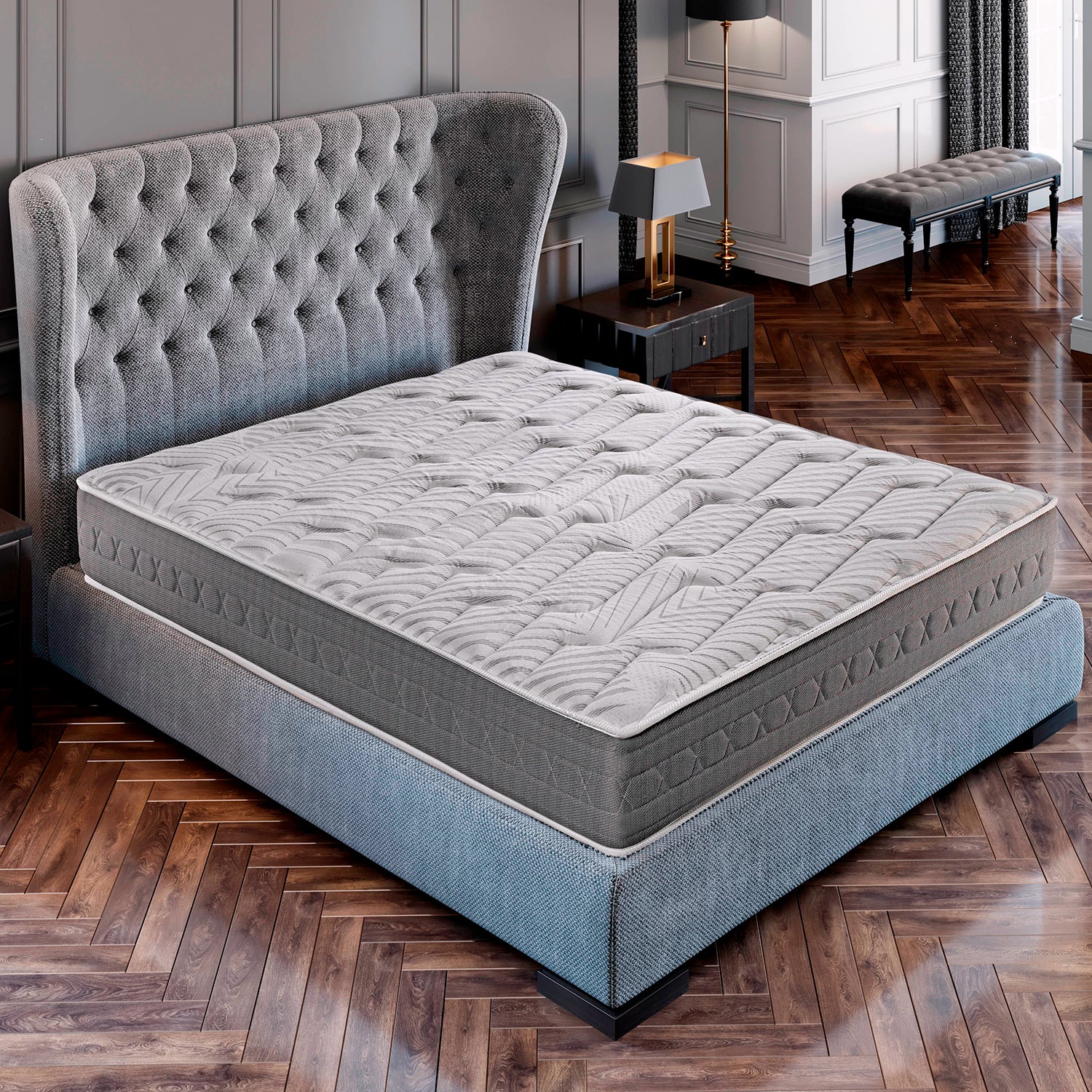Colchón viscoelástico royal sleep ceramic plus, 25 cm, hilo carbono y biocerámico, regenerador, firmeza alta, 135x190