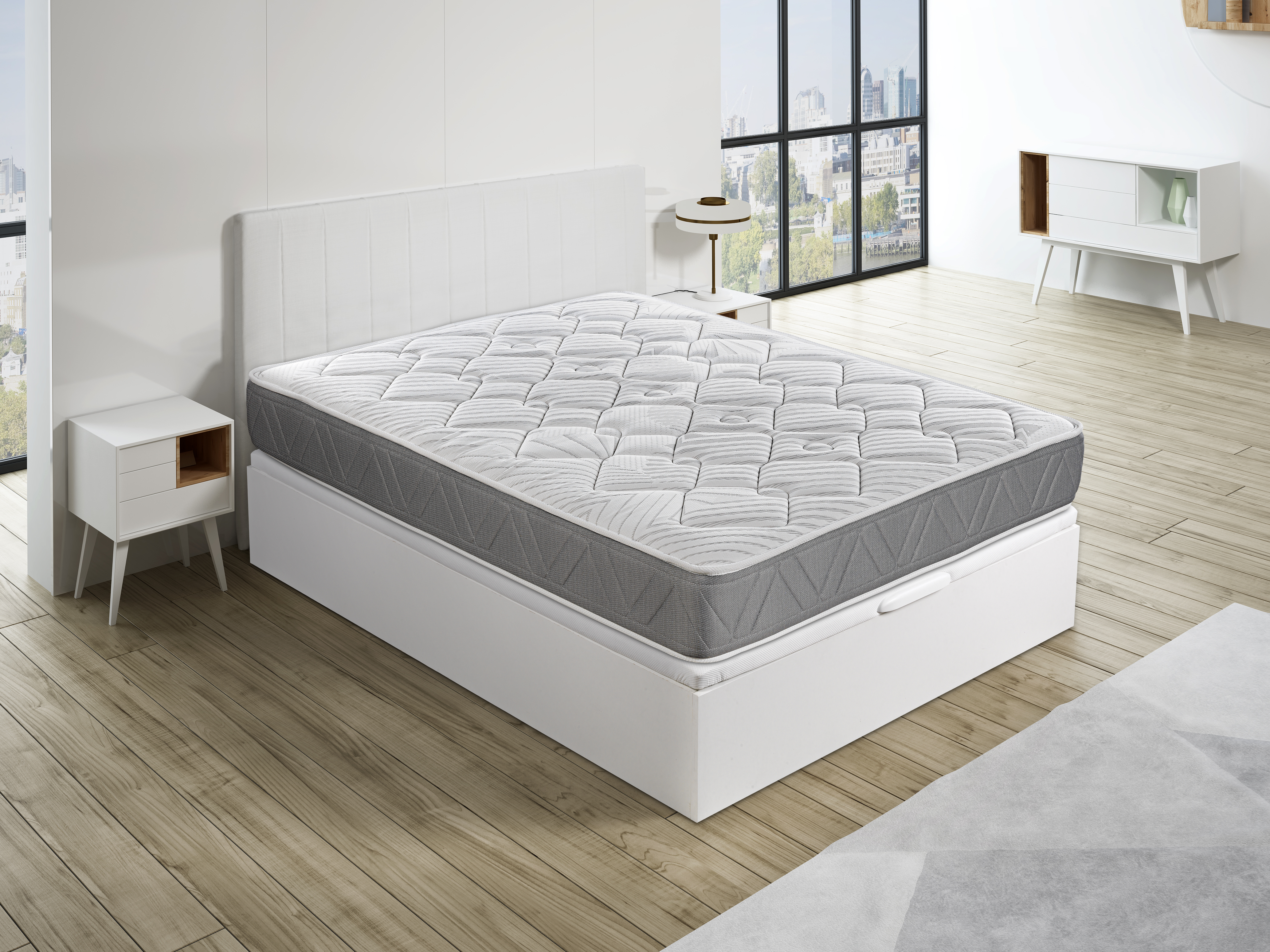 Colchón royal sleep ceramic pocket, muelles ensacados con viscoelástica, hilo de carbono efecto antiestrés y biocerámico, 27 cm, confort alto, 150x200