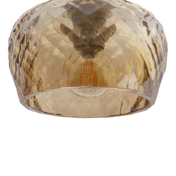 Lámpara con tulipas de cristal ambar y estructura dorada. Mejor precio. -  Luz Sevilla