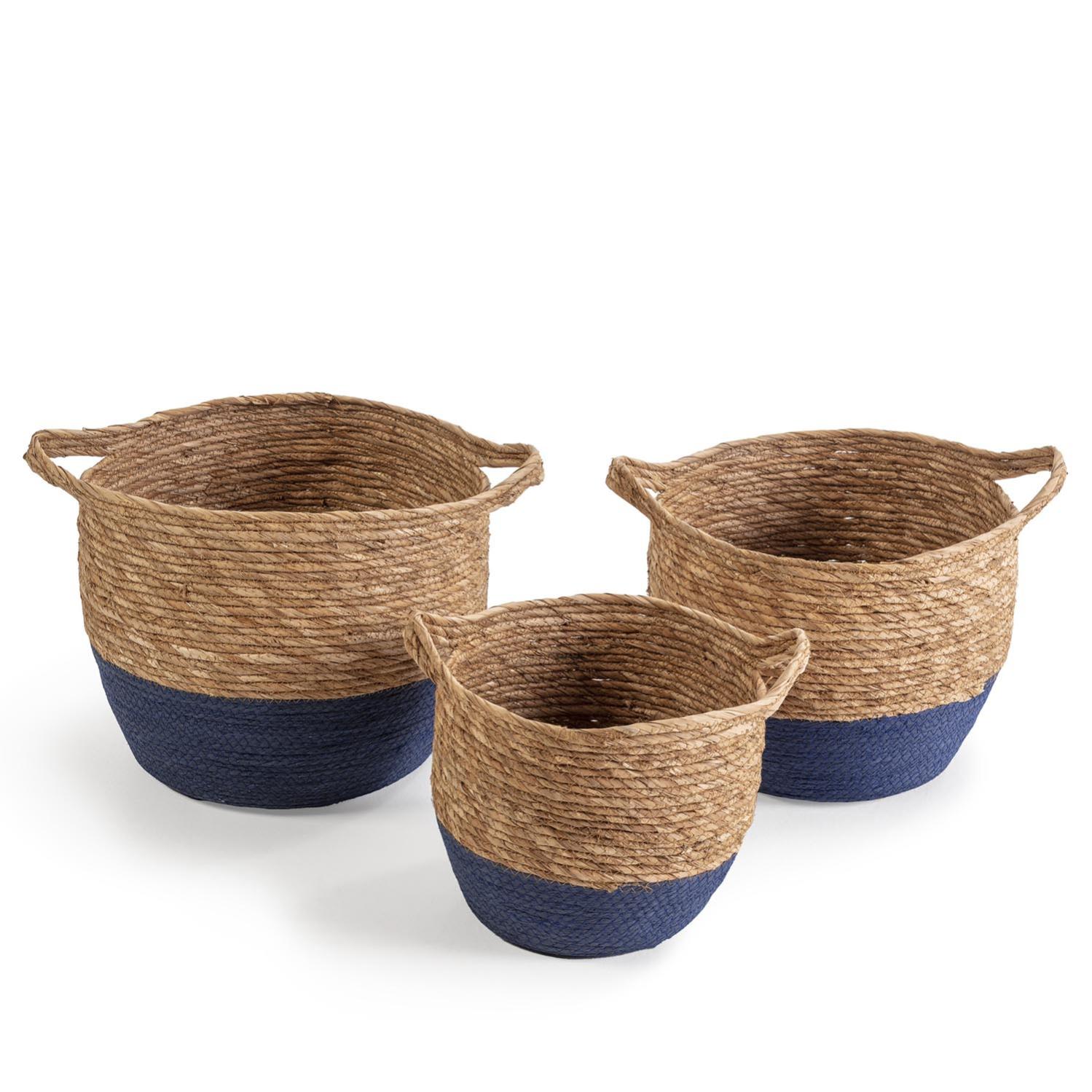 Set 3 ceste portaoggetti in legno con forma conica