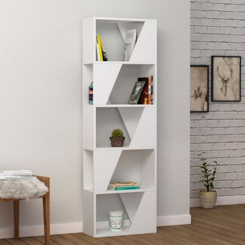 Mobile Libreria Scaffale Soggiorno Ufficio 5 ripiani H.168 L.54 P.24 -  Bianco - Relax e Design