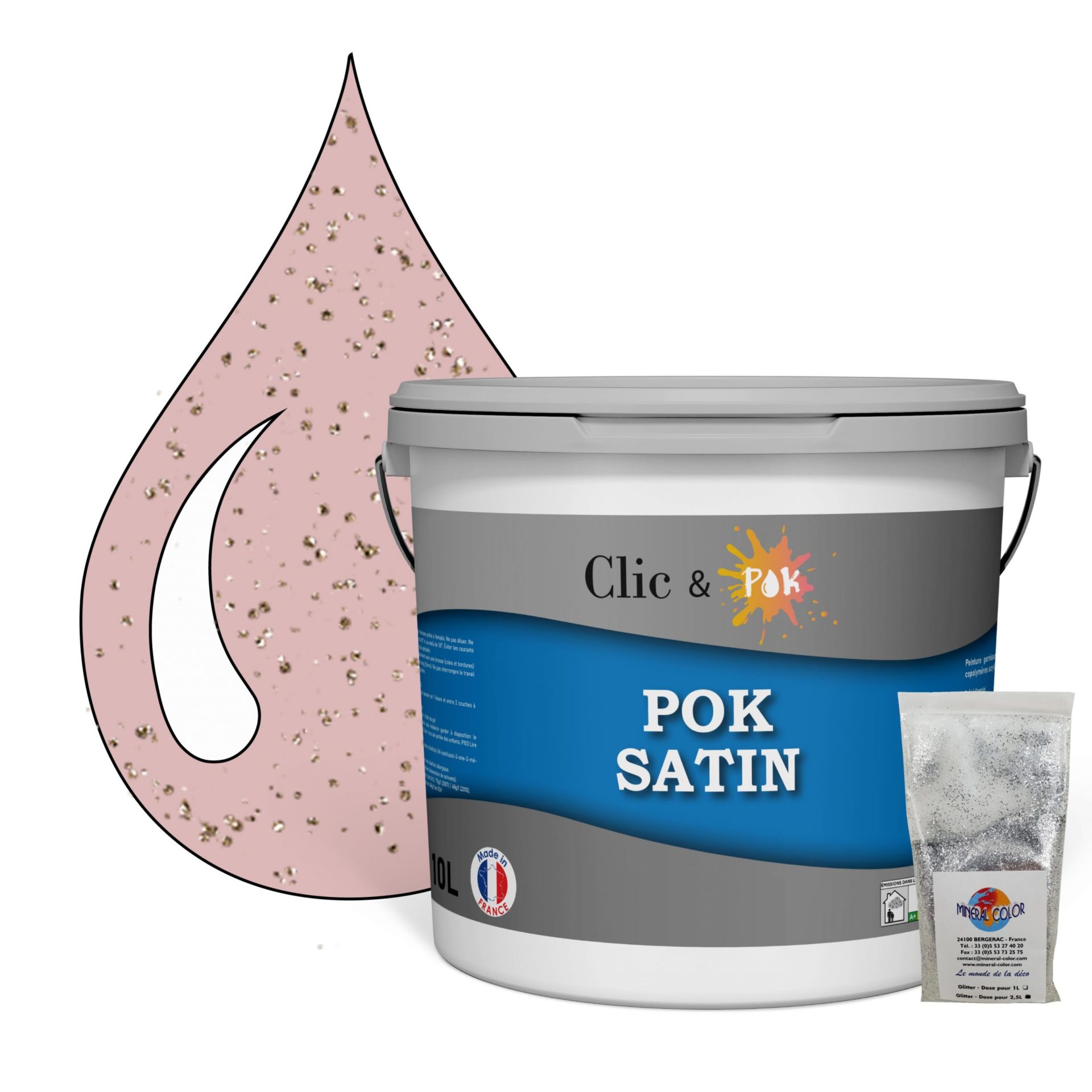 POK PAILLETTE : Peinture de Finition Acrylique Effet Pailleté Murs ...