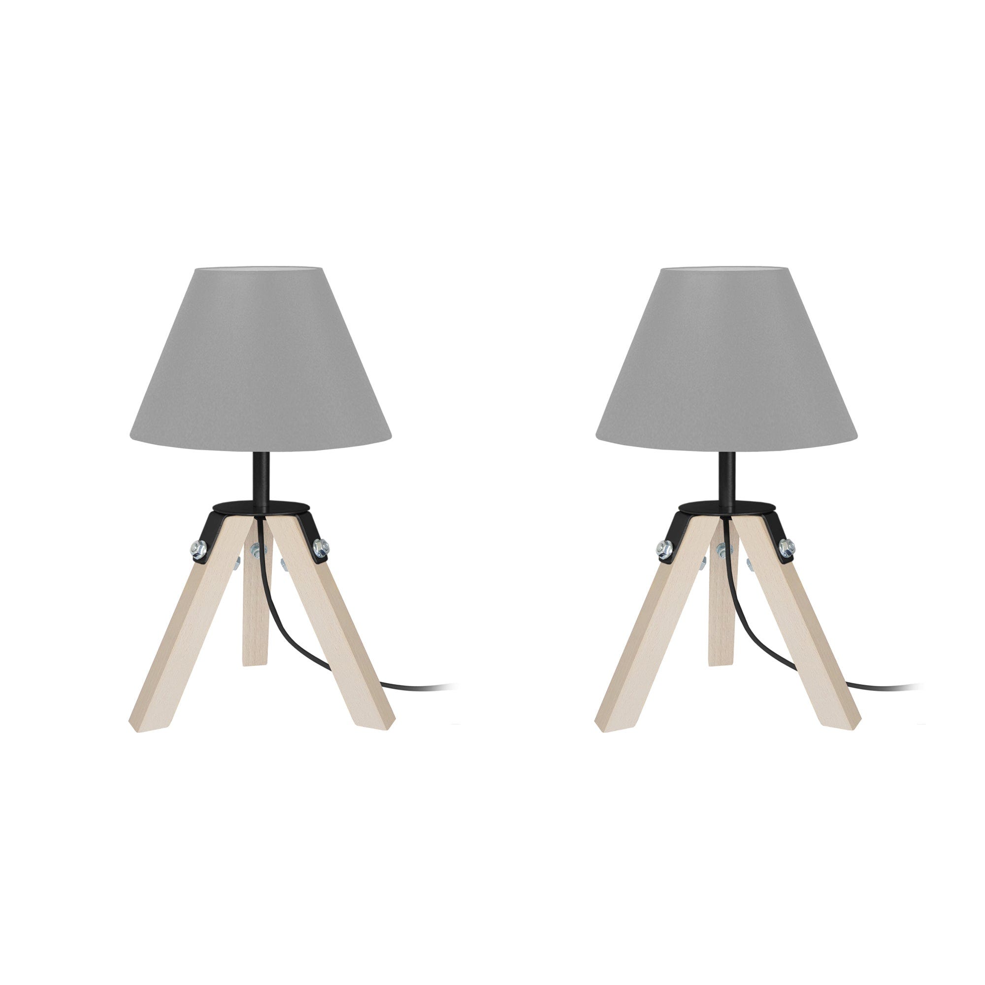 RUHR-LT2 - Lampe de chevet trépied bois naturel et gris