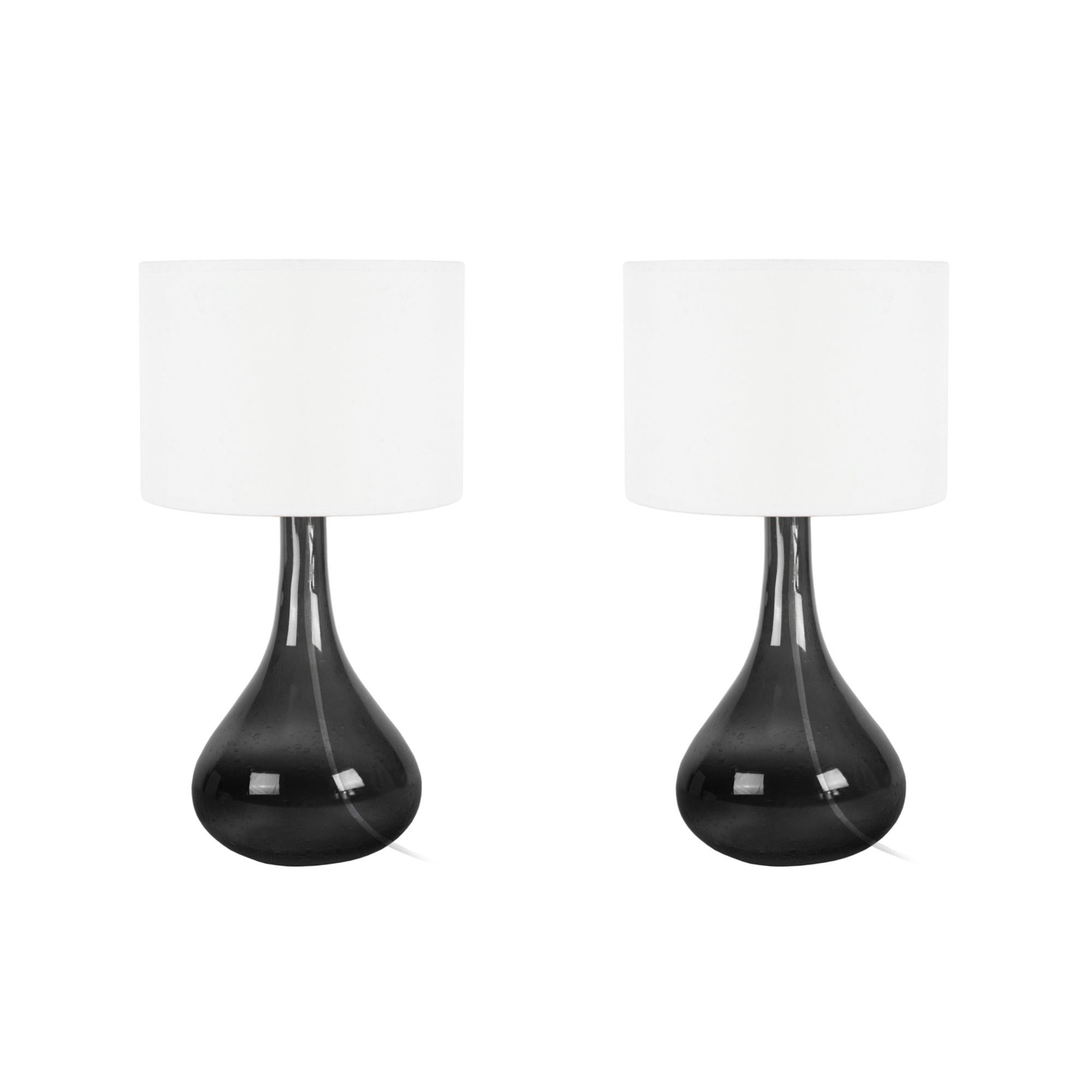 Lampe De Chevet BRILONER – Abat-jour Verre Fumé, Interrupteur Fil – E27 – Noir