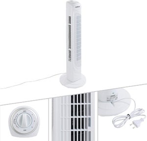 Woozoo®, Ventilateur colonne silencieux, puissant & portable, Portée 10m -  Blanc