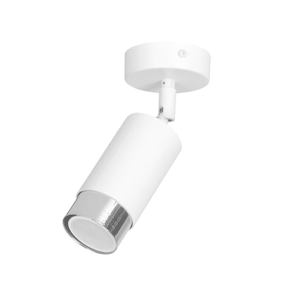 Spot de plafond orientable Mura cylindrique blanc et chrome 1xGU10 ...