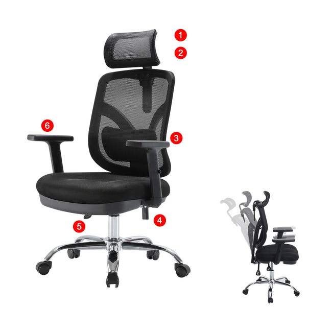 SIHOO poltrona ufficio ergonomica regolabile supporto lombare e braccioli  tessuto nero