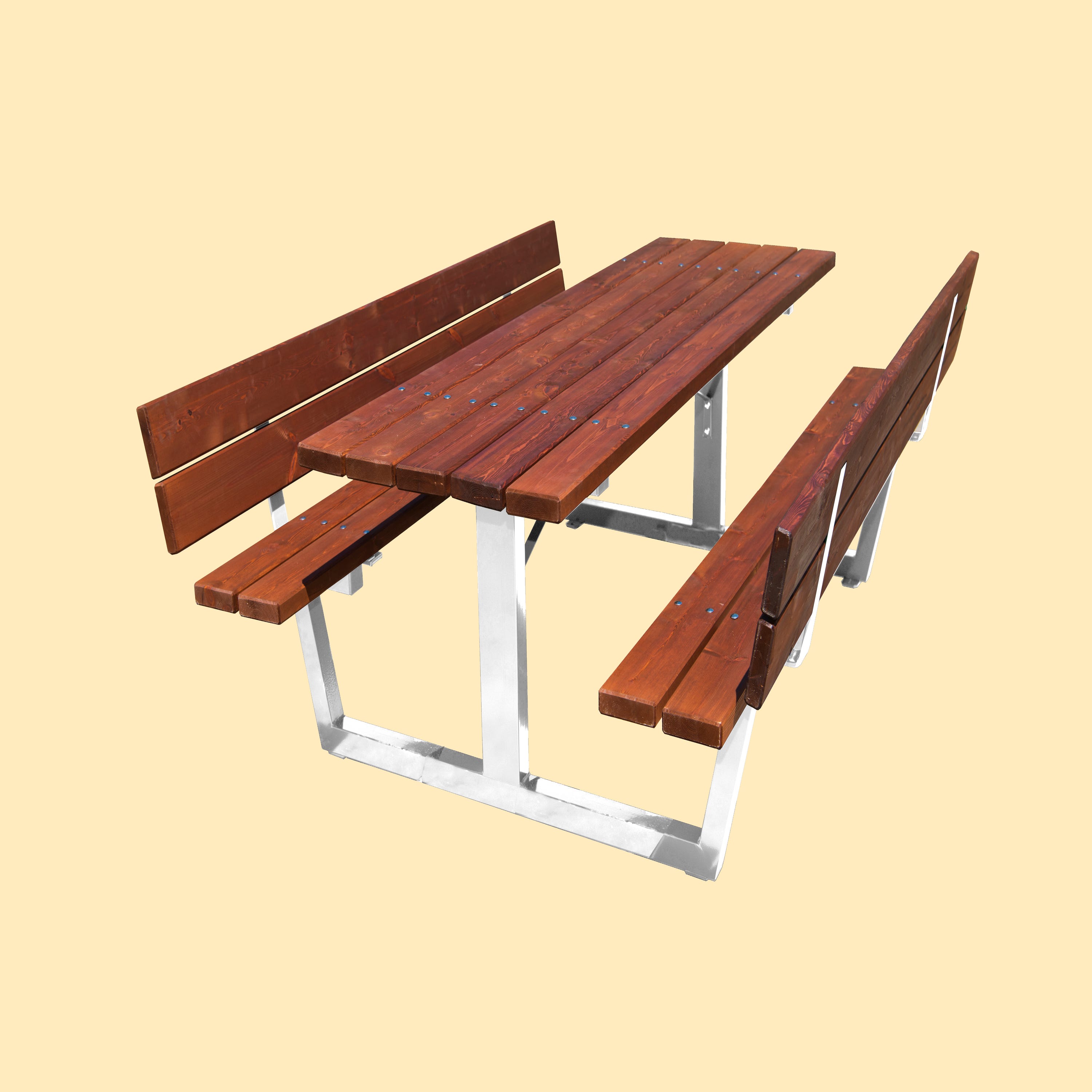Mesa de pícnic de madera con bancos abatibles 6 personas