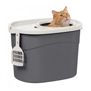 Bac à litière pour chat XXL - Avec pelle à litière - Avec tiroir extensible  - Grijs