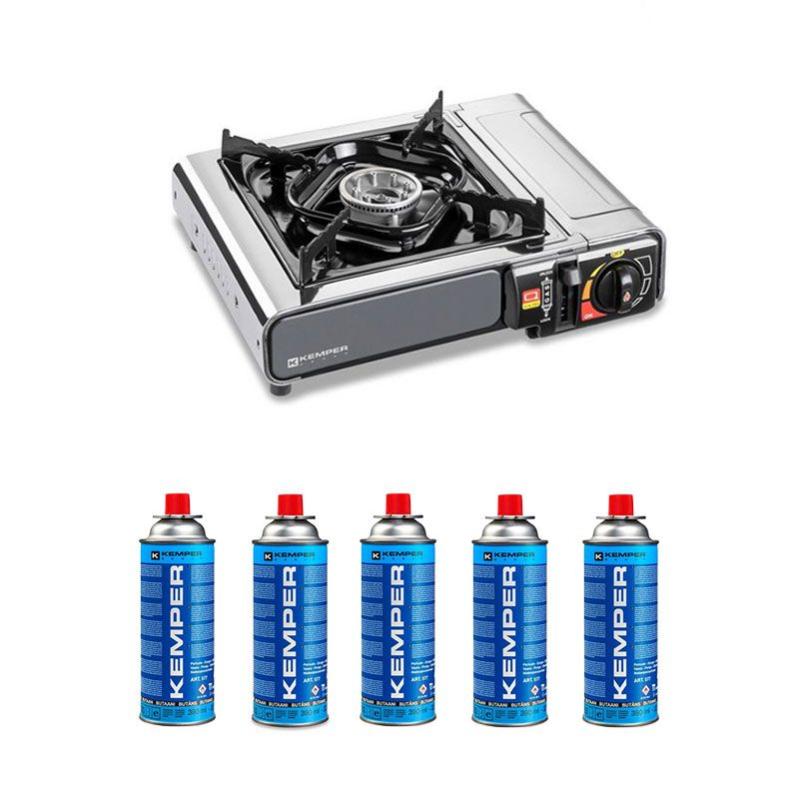 Pack KEMPER Réchaud Gaz extra intelligent + Cartouche de Gaz Butane