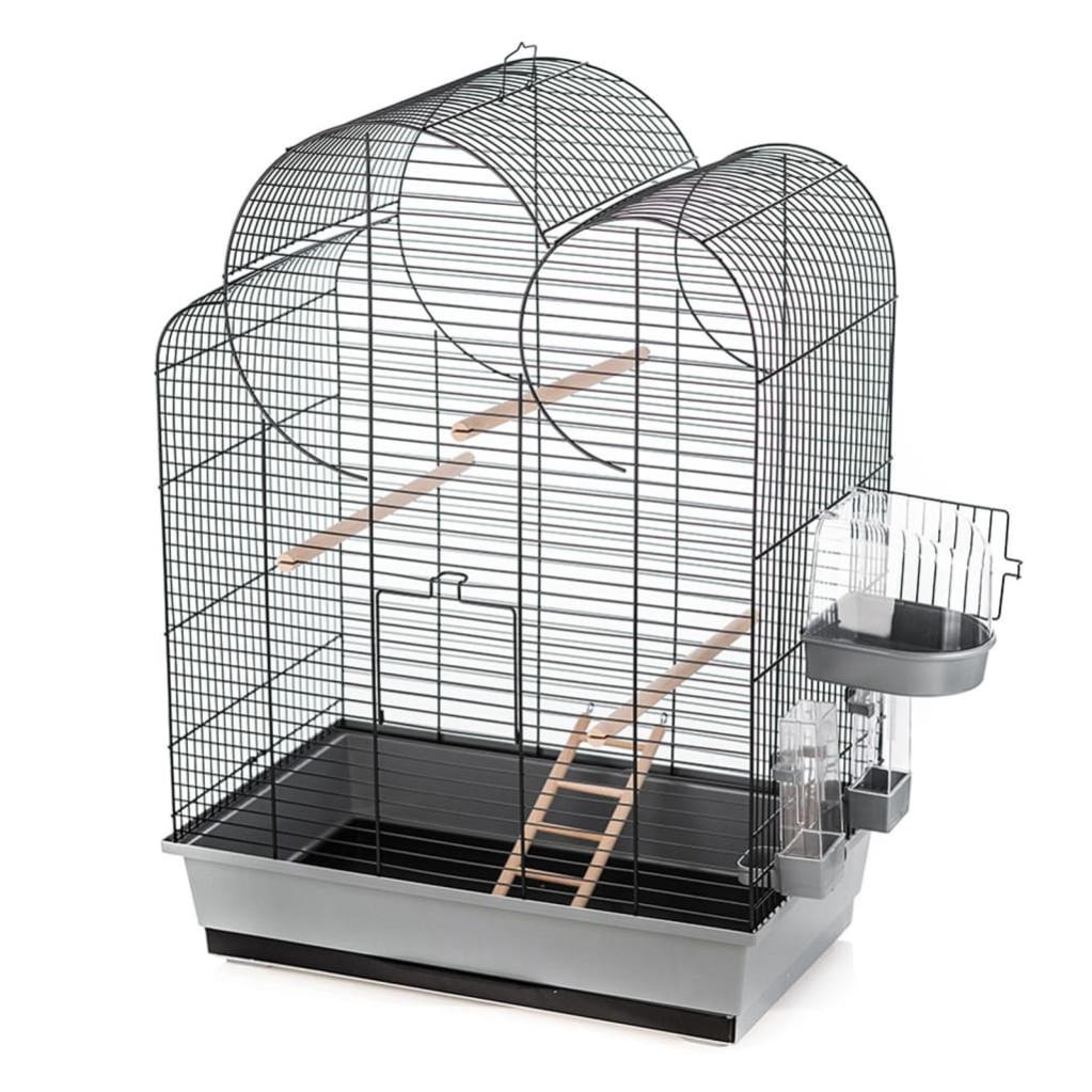 Merlin Cage Cage à oiseaux avec accessoires Eliza 54x34x75cm Gris et noir Duvoplus ...