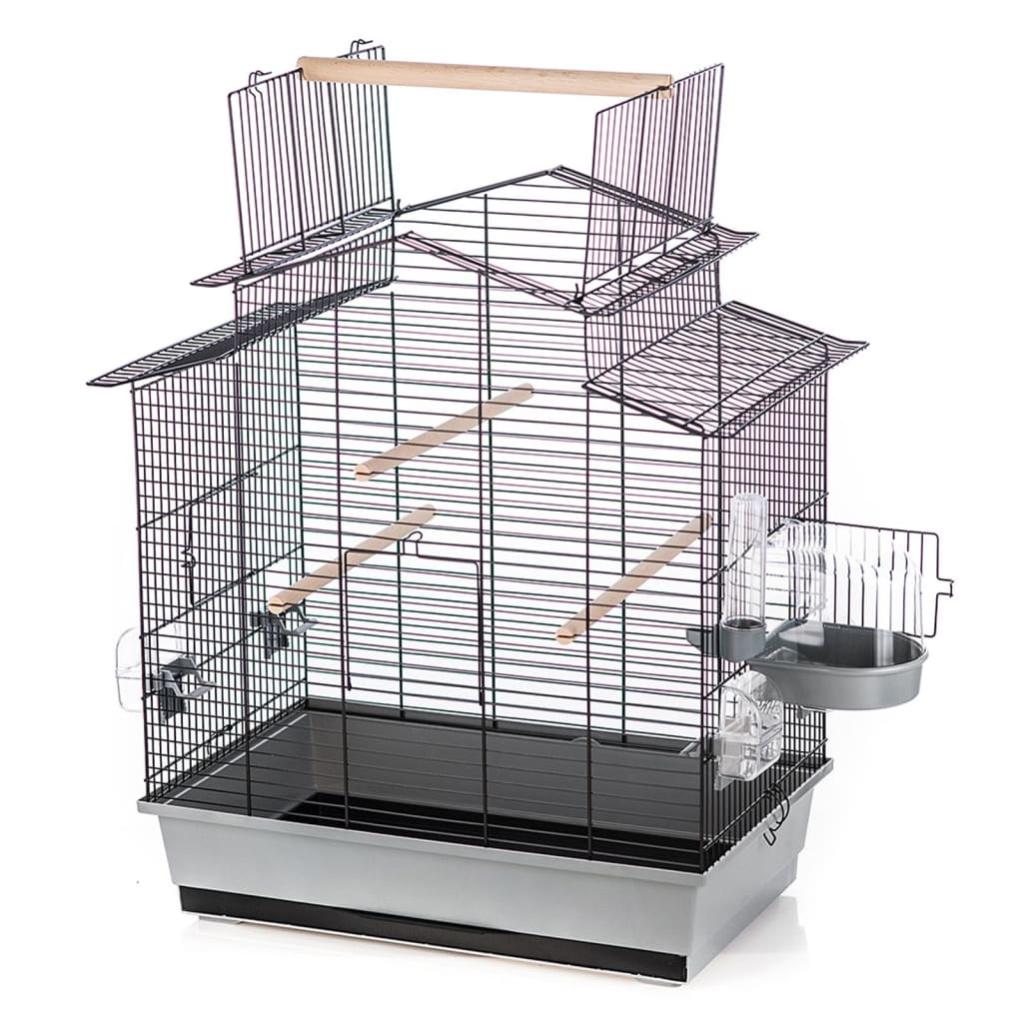 Merlin Cage Cage à oiseaux avec accessoires Iza 3 58x38x65cm gris et noir Duvoplus ...