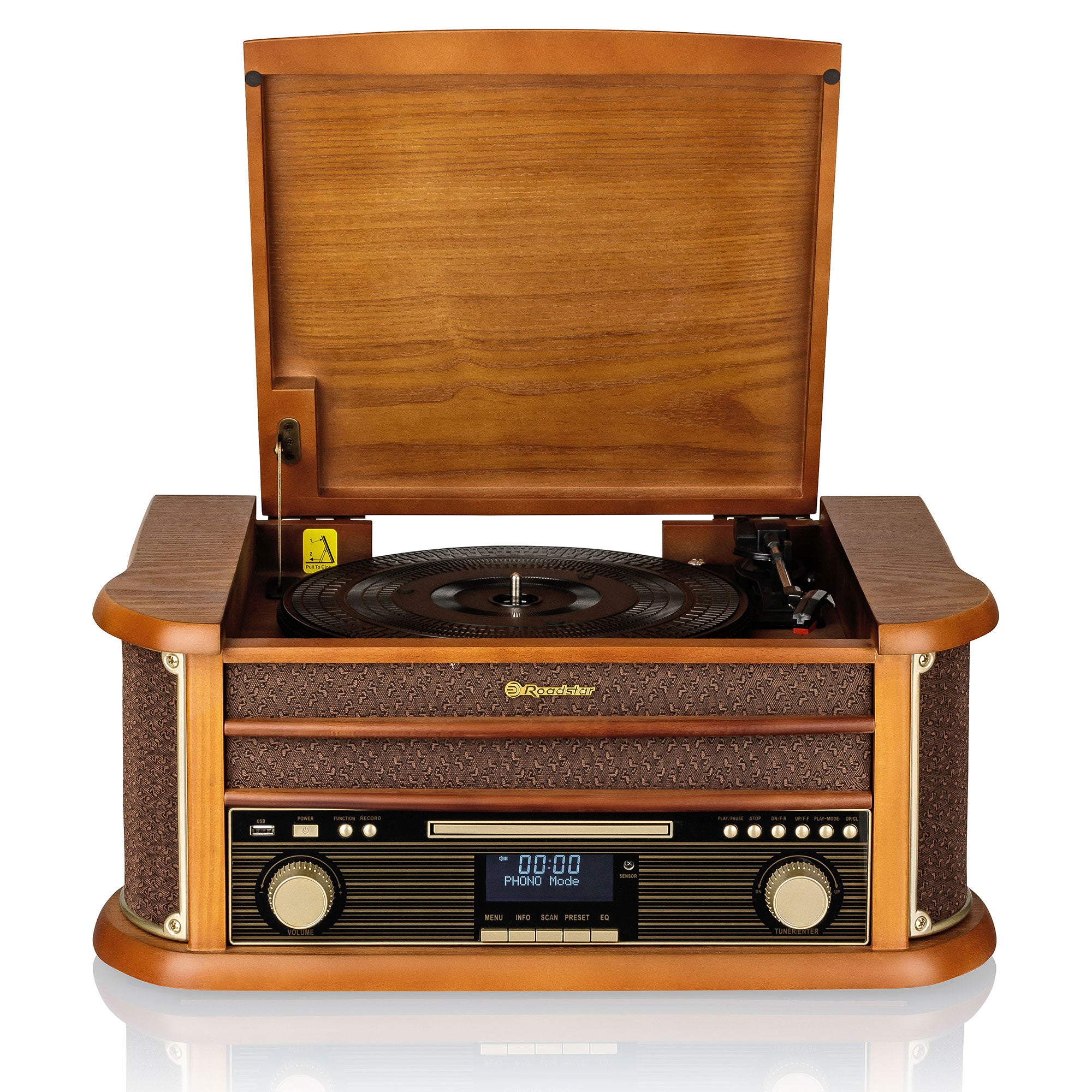 Platine vinyle vintage radio dab-dab+-fm, lecteur cd-mp3 cassette, bluetooth  usb, roadstar, hif-8892d+bt, , bois - Conforama
