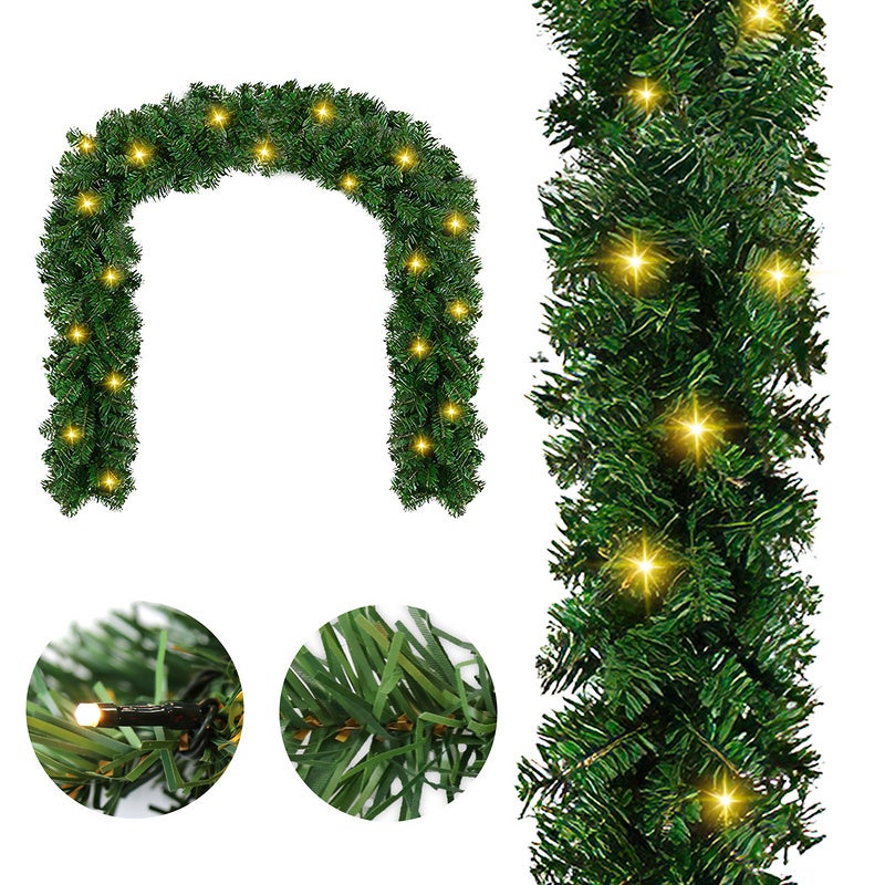 Guirlande de Noël, Guirlande Sapin 5m, avec LED Lumières Guirlande  artificielle Décoration de Noël l'intérieur et l'extérieur (100 lumineuse)