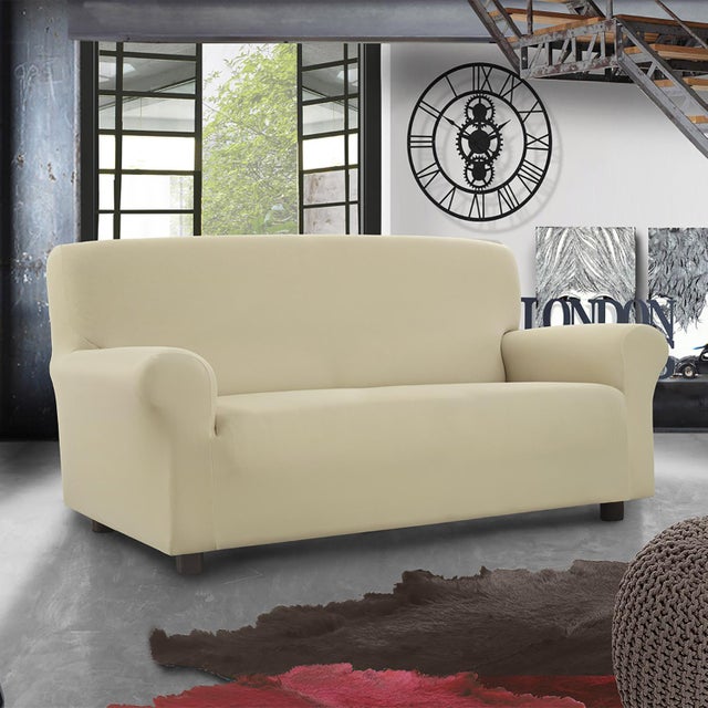 COPRIDIVANO ELASTICIZZATO SUBITO FATTO MADE IN ITALY 3 POSTI PANNA