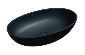 Lavabo da Appoggio Moderno Ovale - Nero Opaco - 550mm x 350mm (Senza Fori  per Rubinetteria) - Hudson Reed