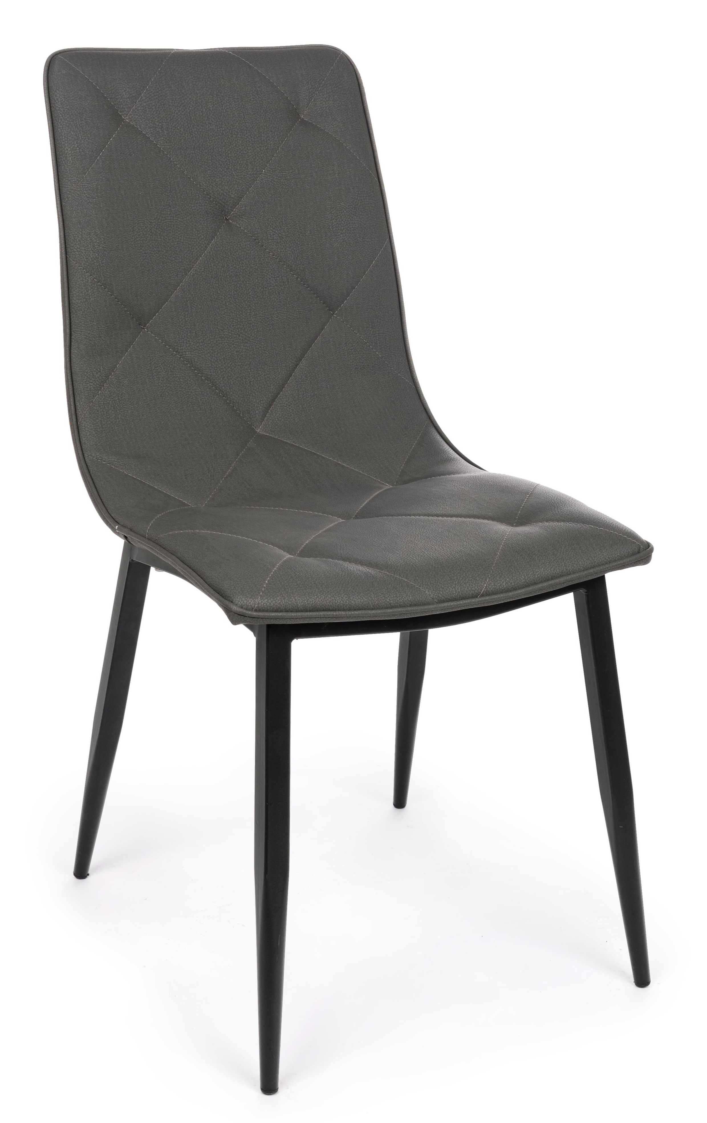 Chaise simili cuir gris et pieds acier noir Victor Lot de 4 Leroy Merlin