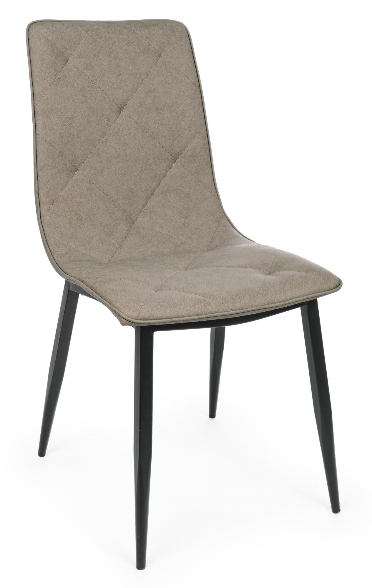 Chaise Sklum Chaise en Similicuir Glamm Bois foncé Beige Crème