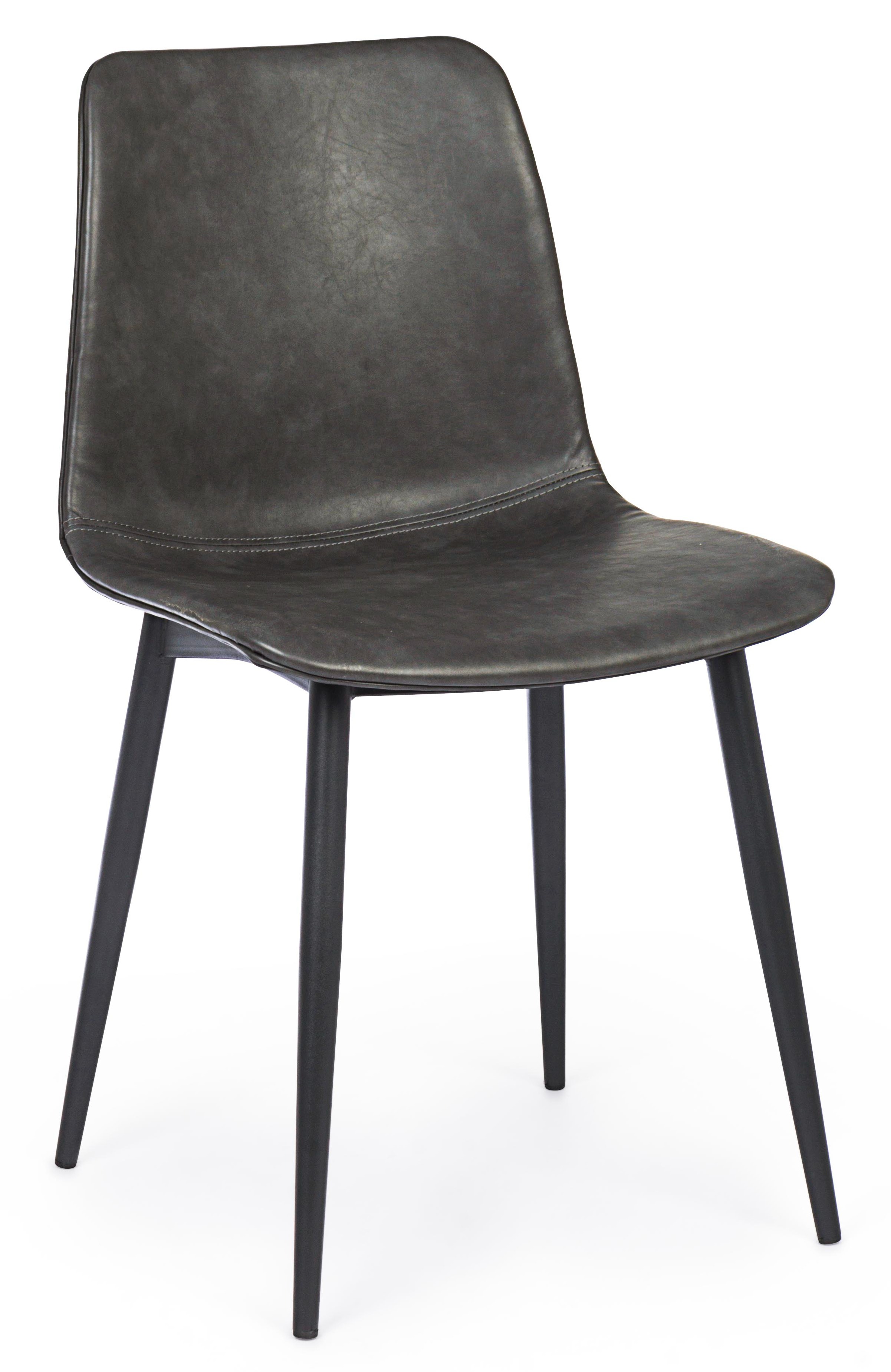 Chaise simili cuir anthracite et pieds acier Kyra Lot de 2 Leroy Merlin