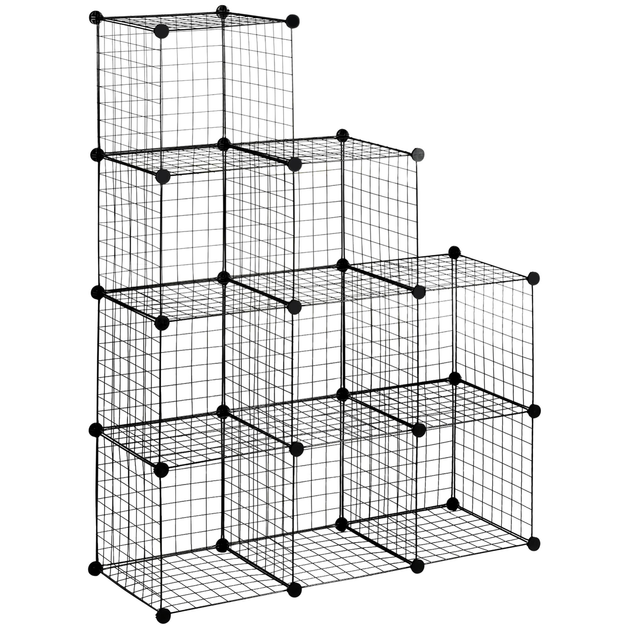 FATORRI Libreria 6 Cubi Con Cassetti E Gambe Di Supporto - Rovere Rustico E Metallo Nero (120x32x89 Cm)