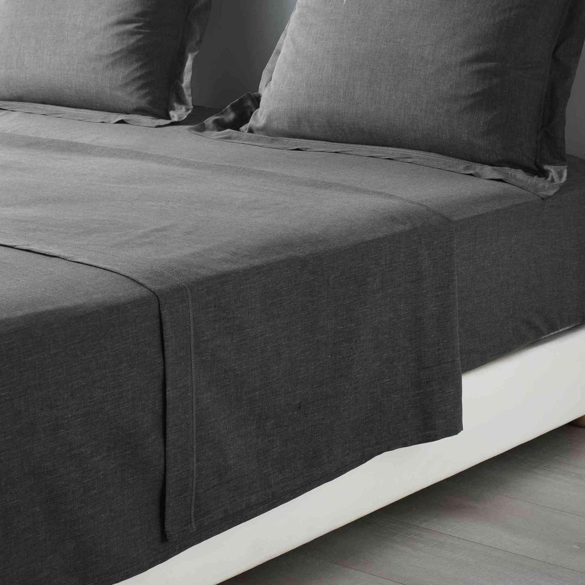 Drap Plat Polycoton Percale 280x300 Cm Lin - Soleil D'Ocre Pour Lit King Size