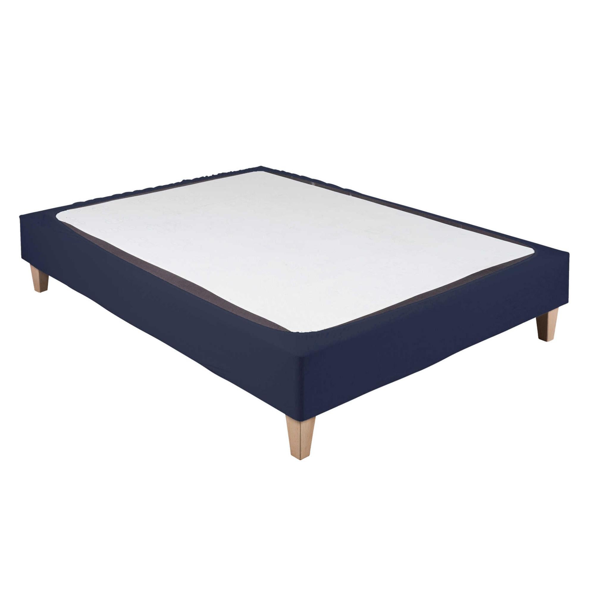 Cache-sommier En Double Gaze De Coton 160 X 200 Cm - Jupe 30 Cm, Couleur Gaia Bleu - Pour Lit Double