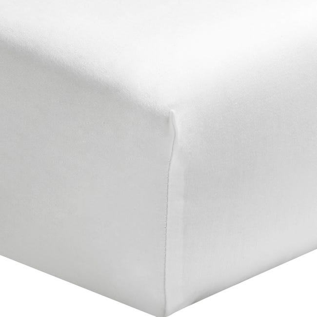 Drap housse blanc 100% coton biologique bonnet 30 cm 200x200