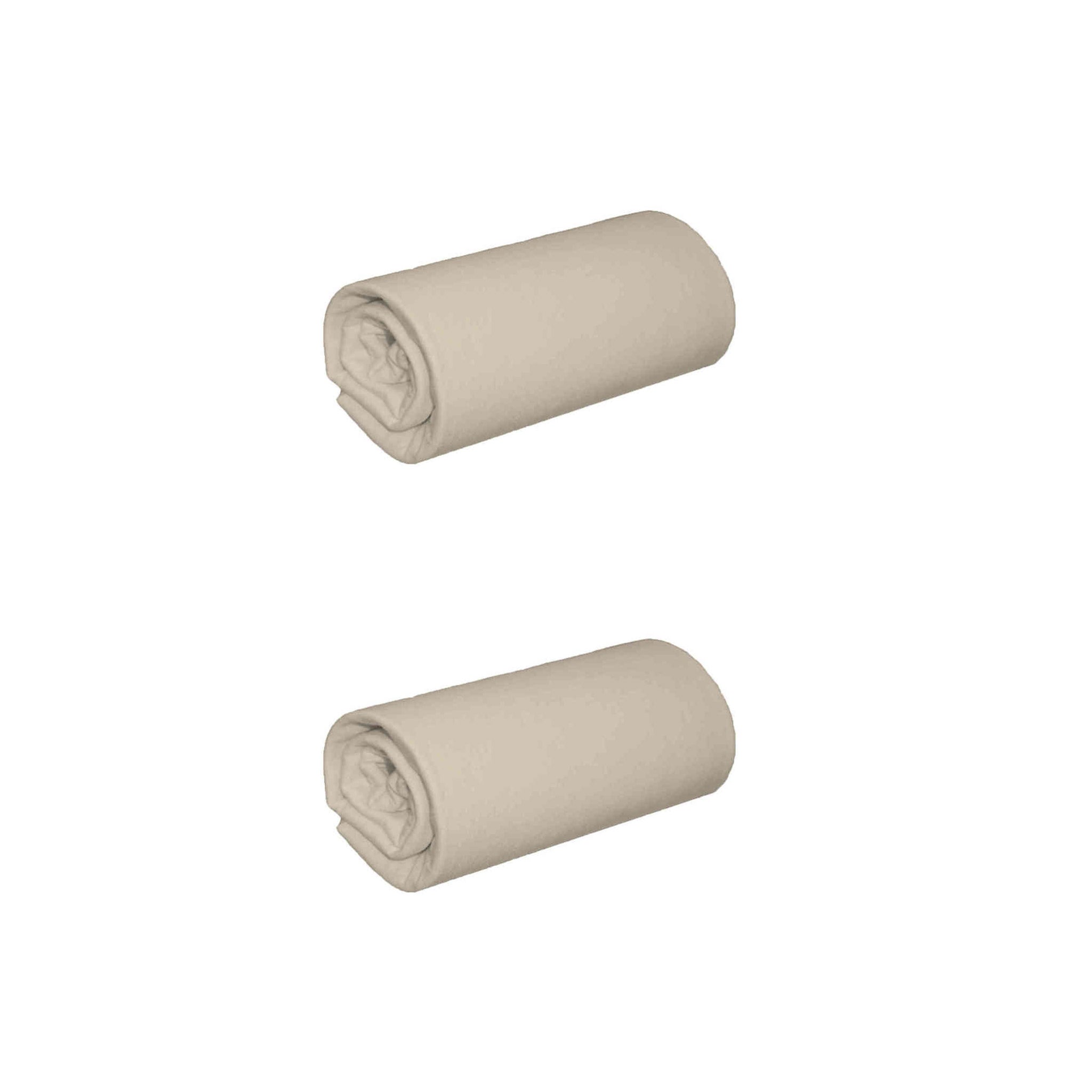 Lot De 2 Draps Housses Jersey Beige Bonnet 30 Cm 100% Coton Biologique ...