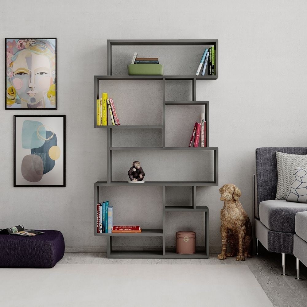 Libreria orizzontale bifacciale 96x25,5x168,5 cm mostarda