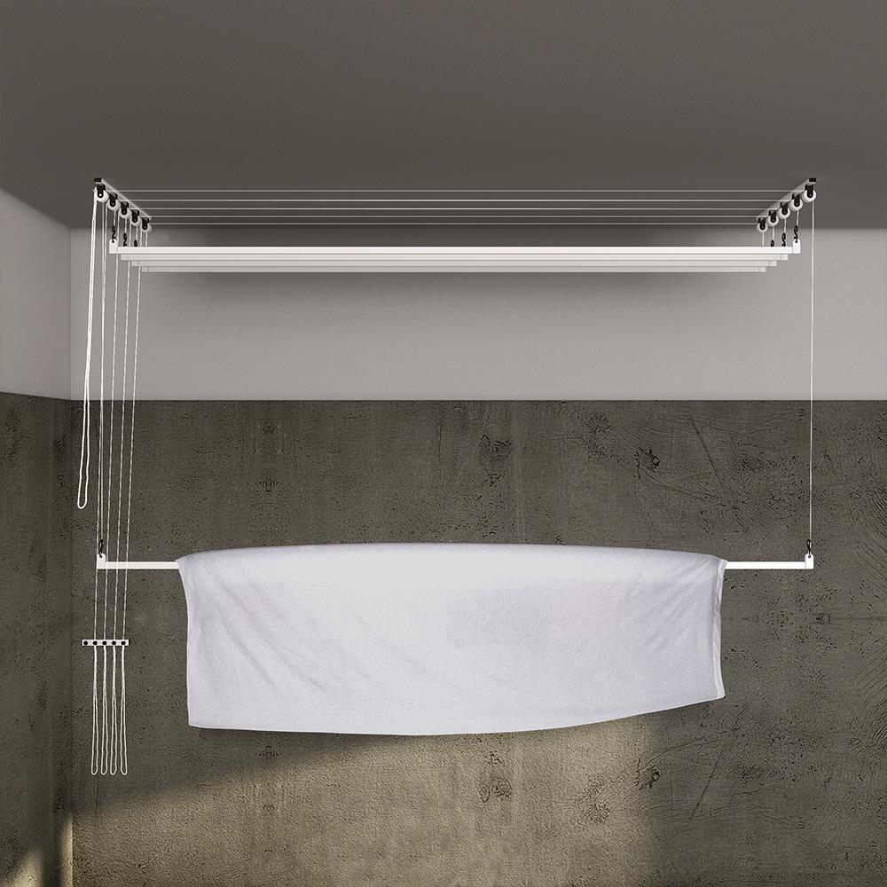 Stendibiancheria da Soffitto Salvaspazio per Interni e Esterni con 5 Aste da  180cm (altezza soffitto 290 cm) Stendinik