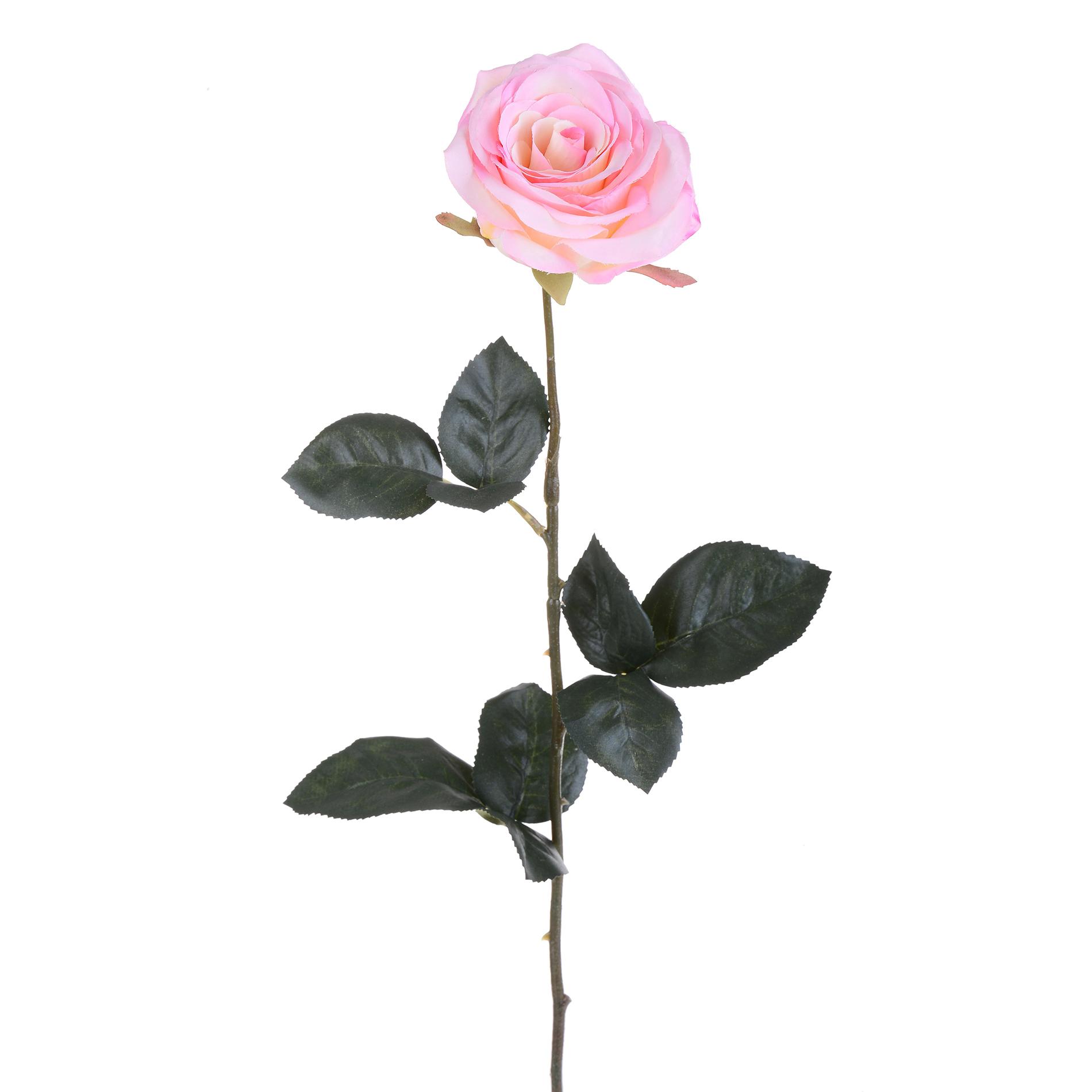 Set 6 Rose Artificiali Aperta Altezza 74 cm Rosa