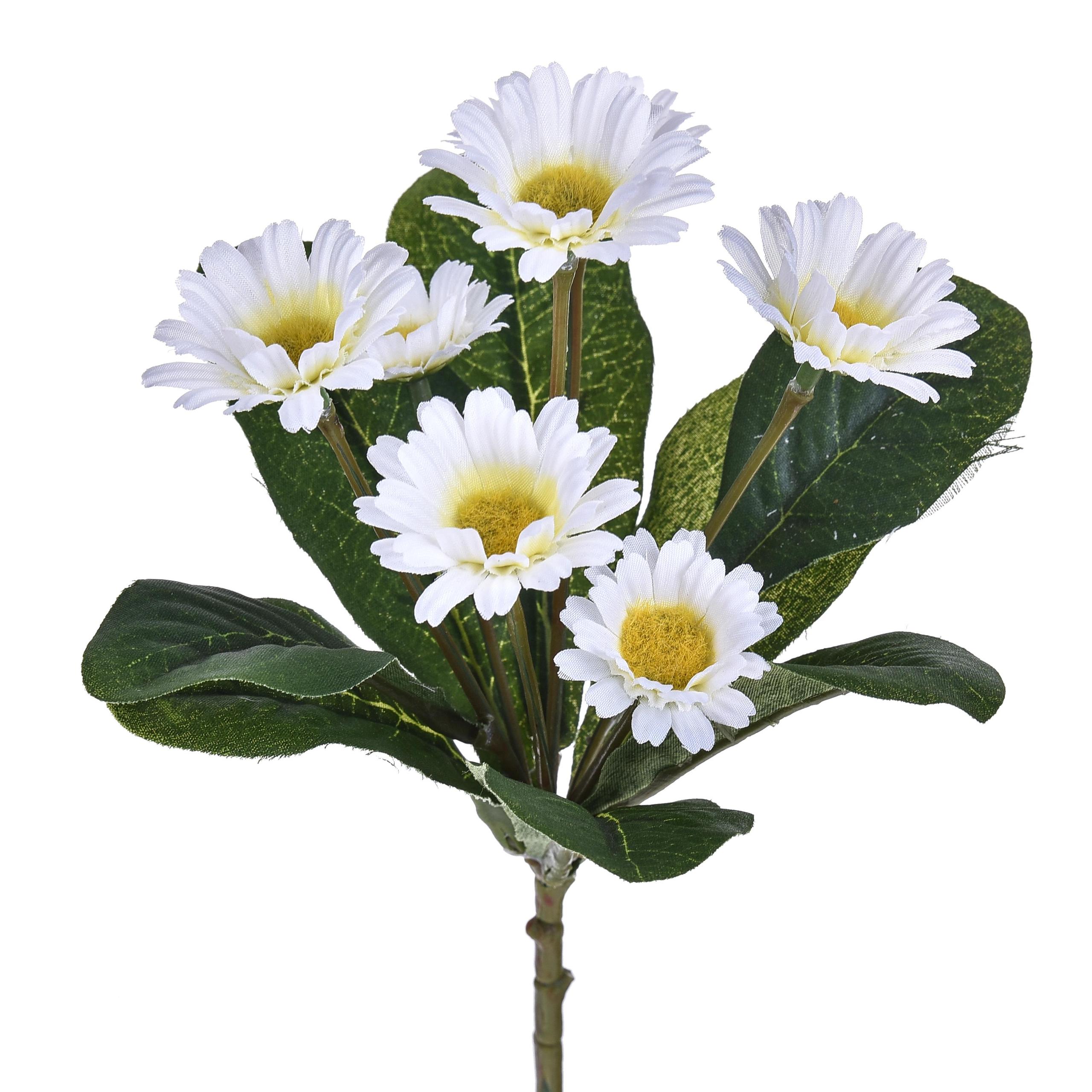 Set 8 Mazzo di Margherite Artificiali con 7 fiori Altezza 25 cm Bianco