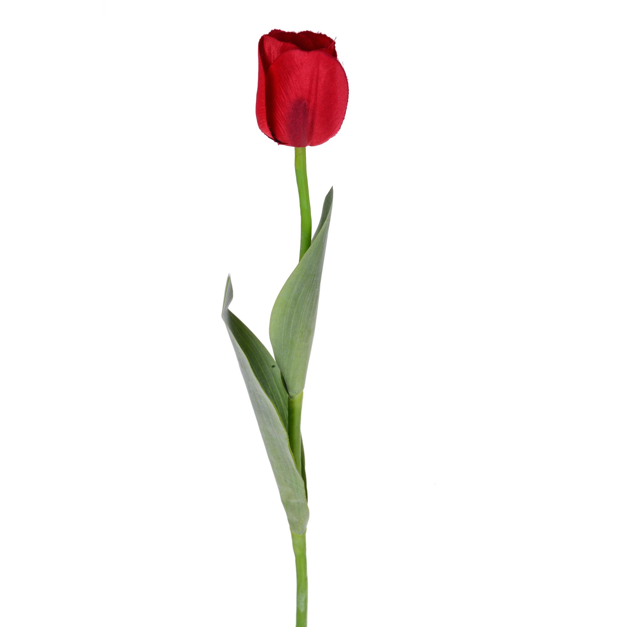 Set 6 Tulipani Artificiali con Foglie Altezza 67 cm Rosso