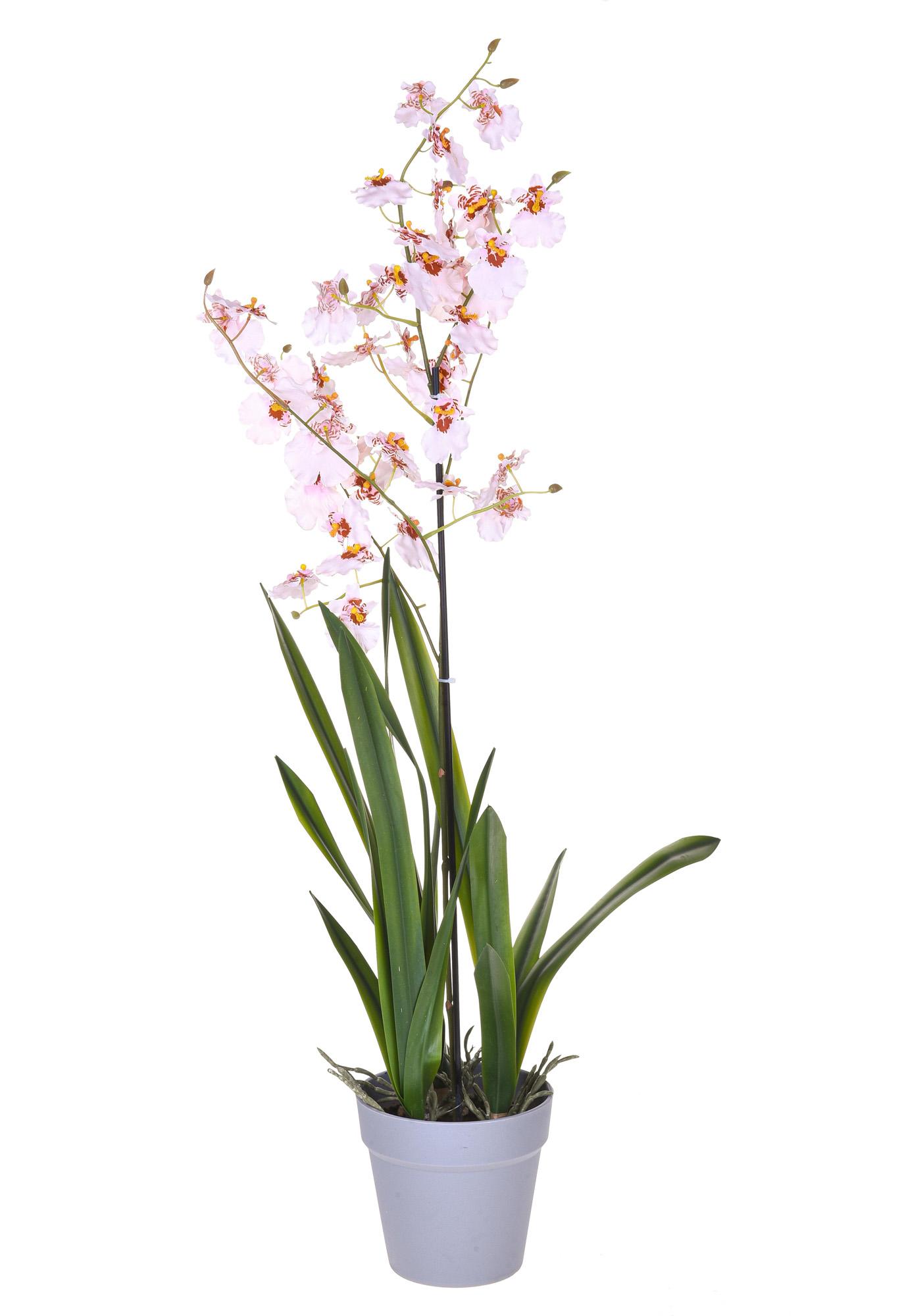 Pianta di orchidea artificiale con vaso 30 cm rosa