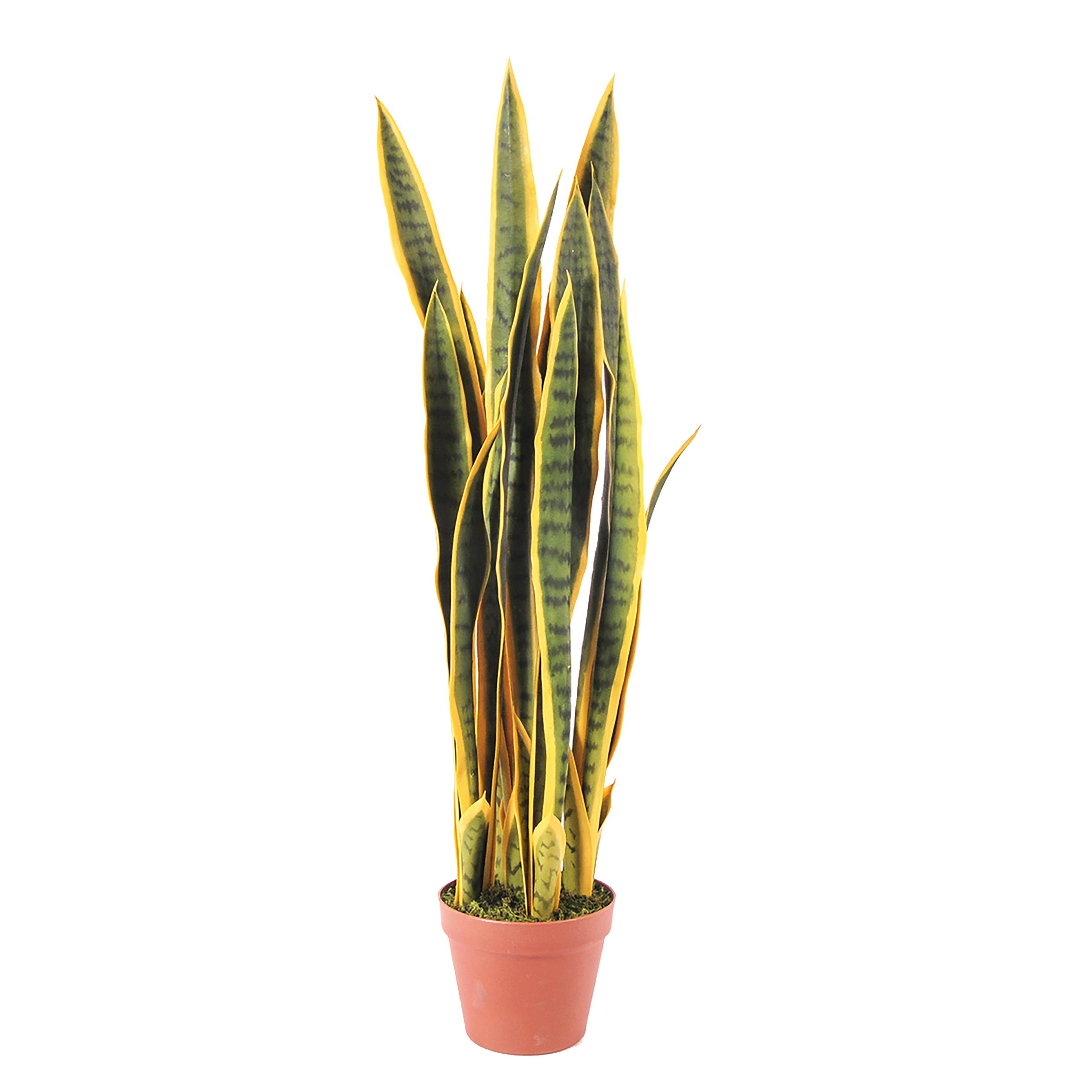 Sanseveria Artificiale con 25 Foglie in Vaso Altezza 92 cm Verde