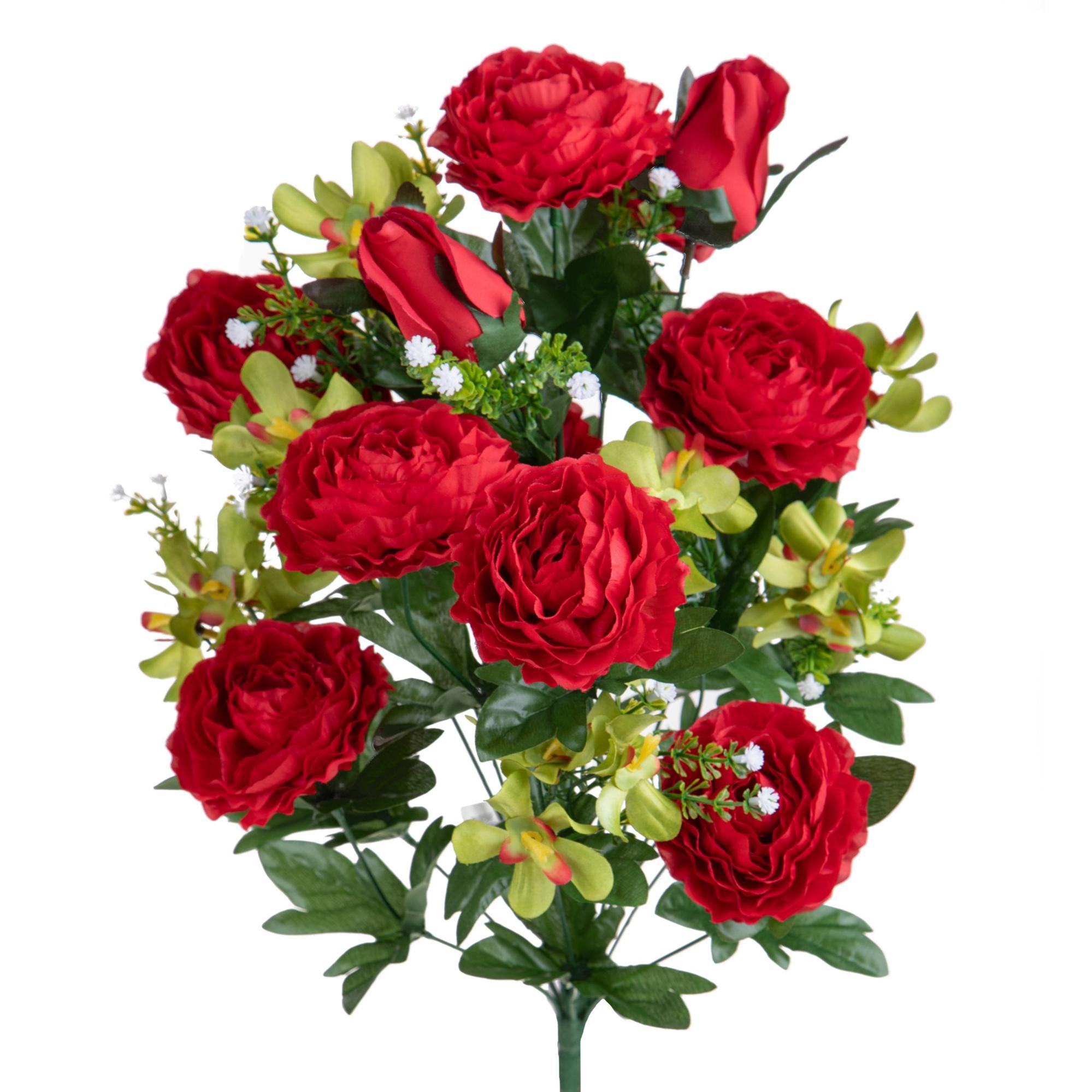 Fiore Artificiale | Bouquet ranuncoli con 12 fiori | blu | 25 cm
