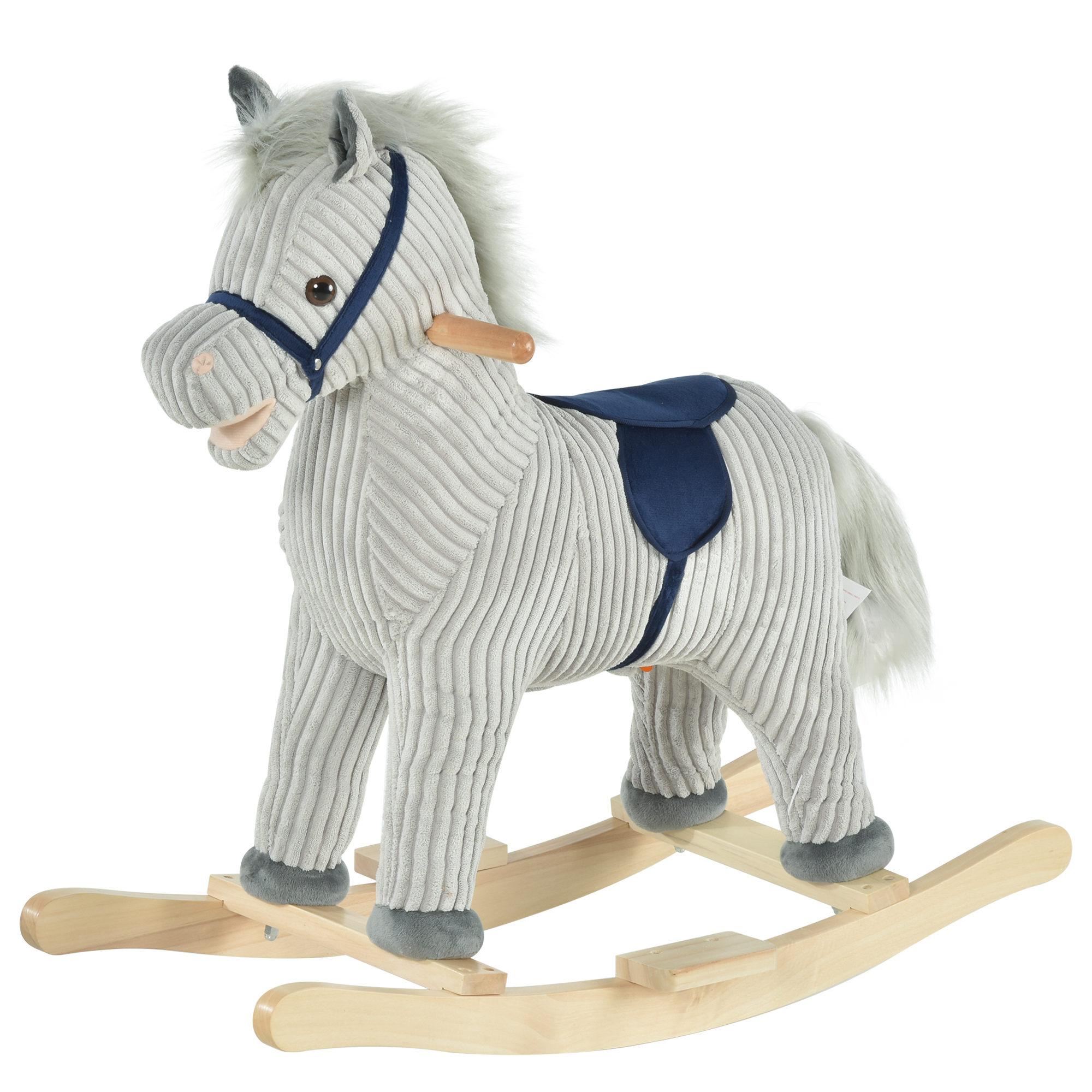 Il numero 1 del risparmio-CAVALLO A DONDOLO PER BAMBINI 1-3 ANNI IN  LEGNO68X26,5X48 CM IN COLORE BIANCO