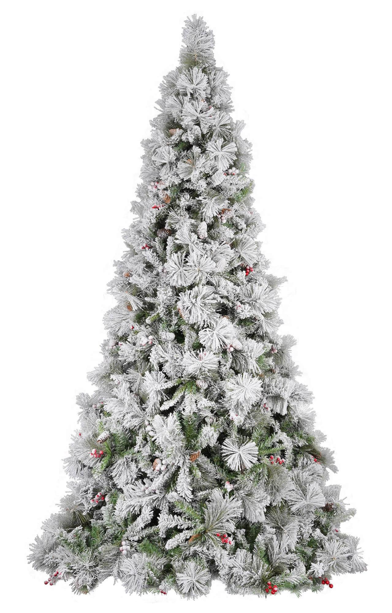 Albero Di Natale Artificiale 240 Cm Con LED E Fiocchi Di Neve In Fibra Di Vetro - Supporto Metallico, Decorazione Interna/Esterna