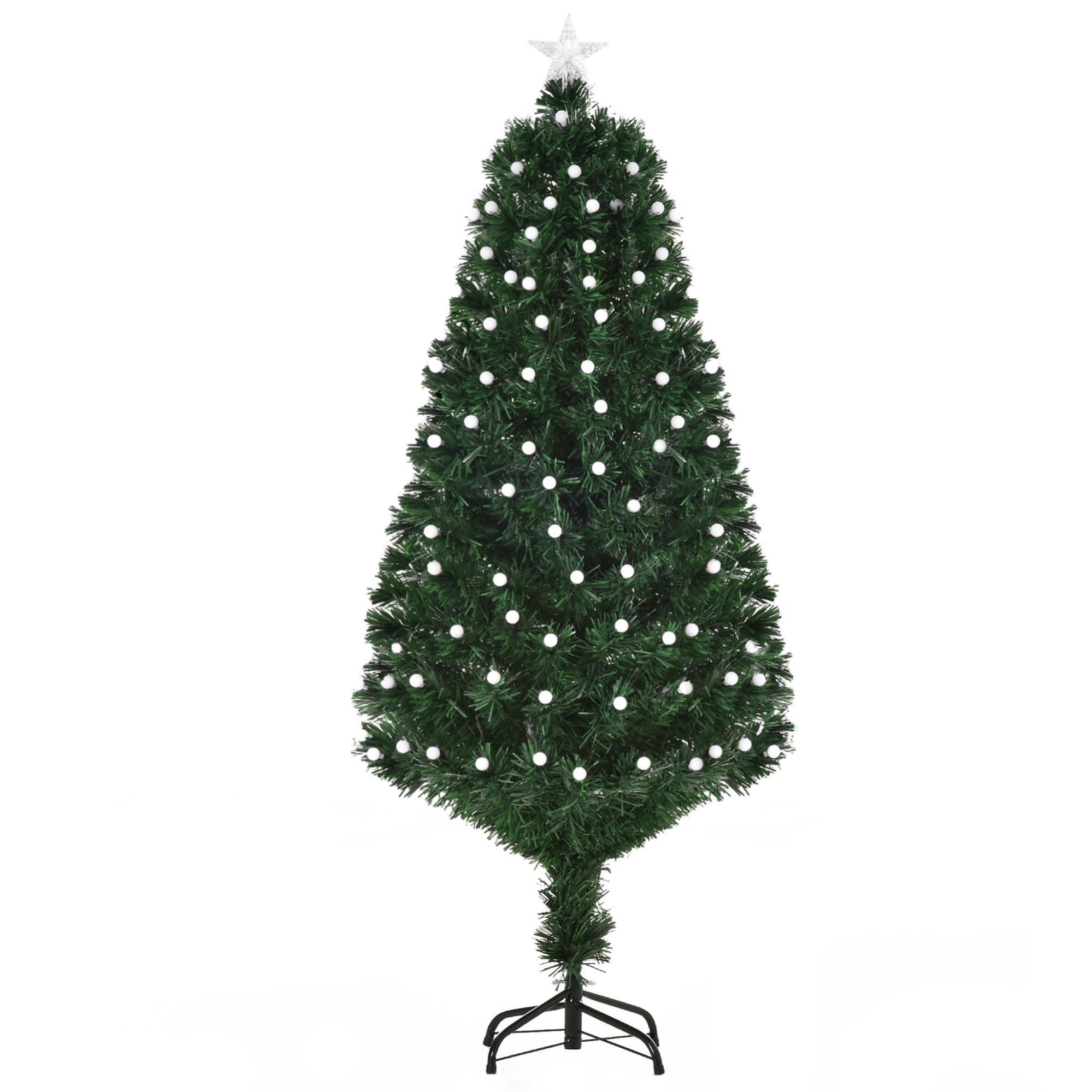 Albero Di Natale Artificiale 120 Cm Con Luci Fibra Ottica E Fiocchi Di Neve LED - PVC, Base In Ferro - Foto 9