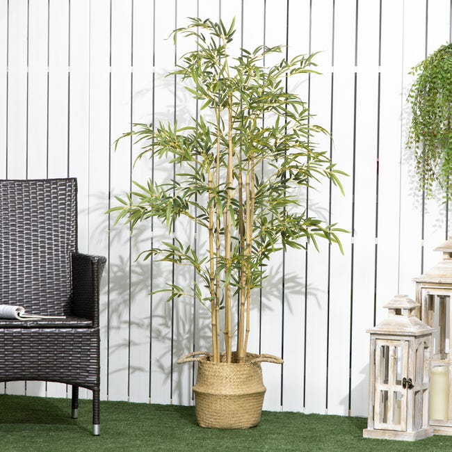 Pianta Artificiale Bambù H150 cm con Vaso Verde