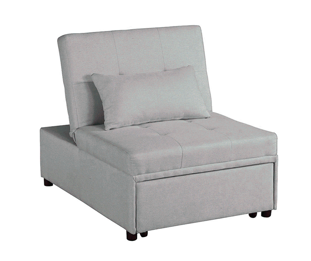 Mendler Poltrona Letto Relax HWC-E68 - Trasformabile In Letto Singolo - Schienale Regolabile In 5 Posizioni - Imbottita In Tessuto Grigio Blu - Dimensioni Letto 217x75 Cm