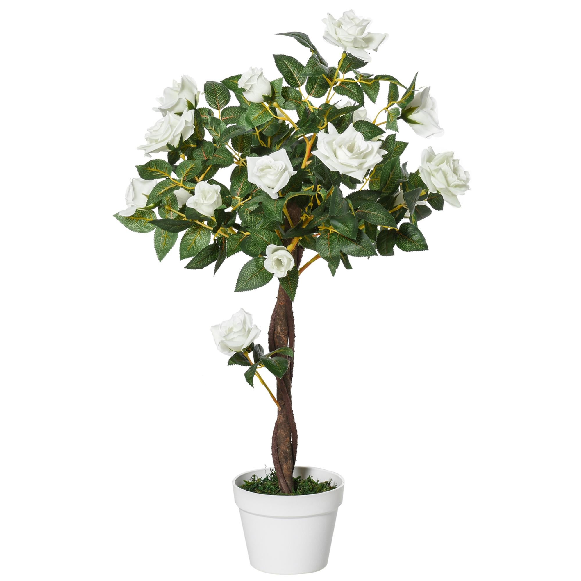 Albero di Camelia Artificiale da 95 cm, Pianta Artificiale con Fiori Finti in Vaso di Cemento, Decorazione per Casa e Ufficio (Rosso) | Leroy Merlin