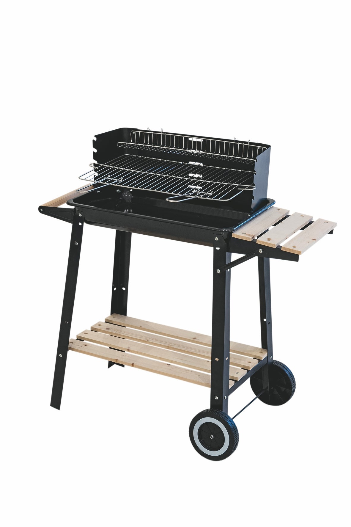 Barbecue a Carbone Carbonella Rettangolare con Ruote Giordanoshop Sun-day  Nero