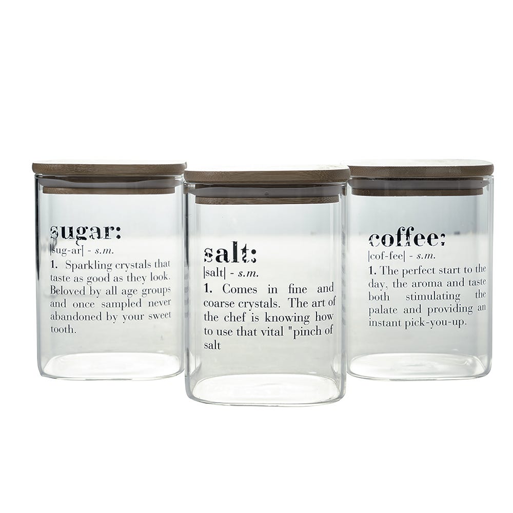 Set 3 barattoli sale zucchero e caffè in vetro traspare