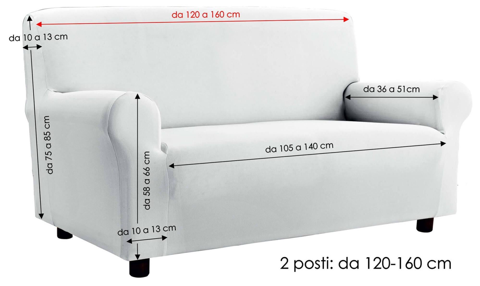 Copridivano Elasticizzato Millerighe Made In Italy, 2 Piazze (da 110 A 150 Cm), Tinta Unita Marrone, 50% Cotone, Lavabile E No Stiro - 3