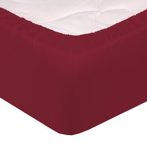 LENZUOLO SOTTO CON ANGOLI MAX COLOR, 100% COTONE, MADE IN ITALY, MATRIMONIALE  MAXI, BORDEAUX