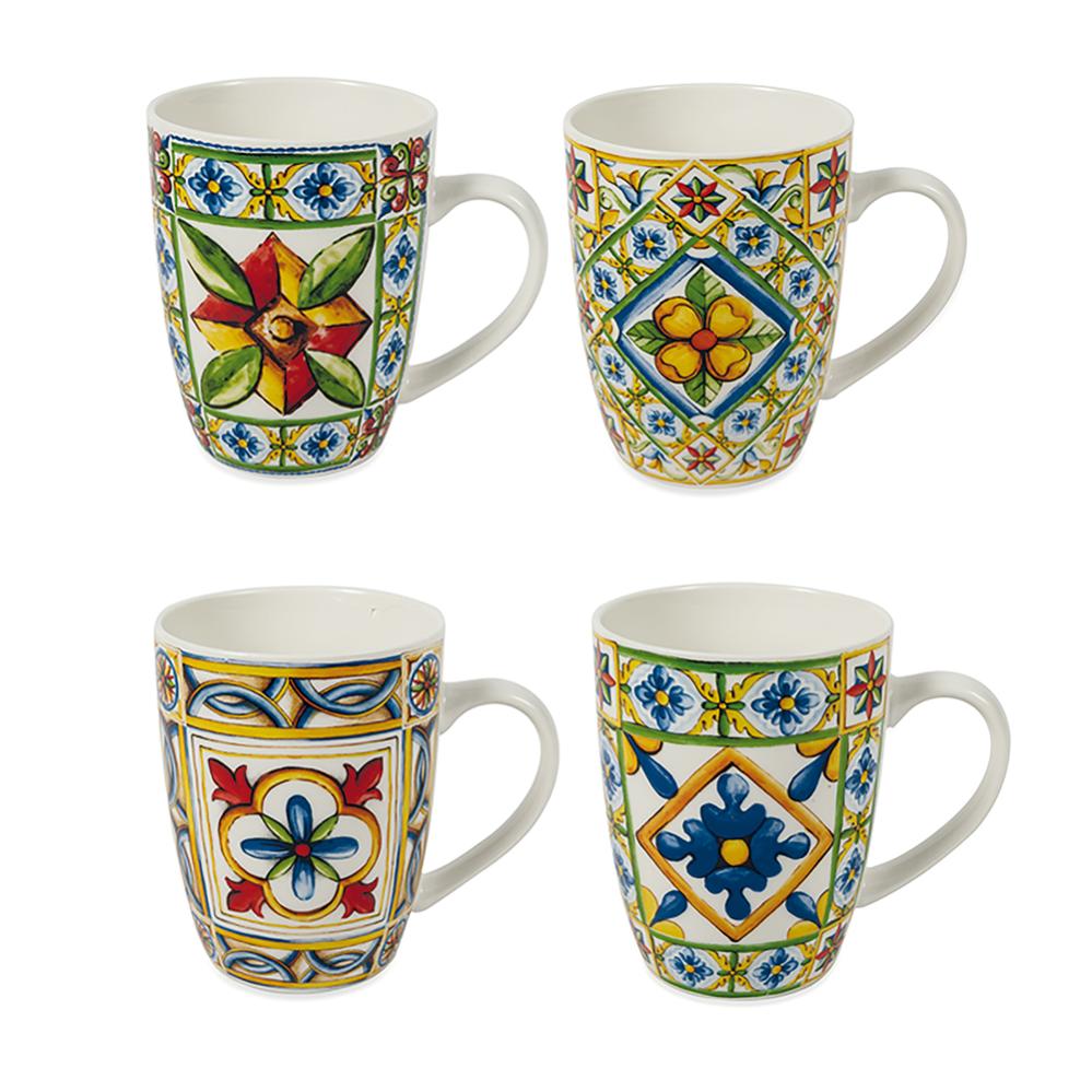 Set Da 6 Tazze Da Caffè H&H 130 Ml In New Bone China – Con Piattino, Colore Giallo